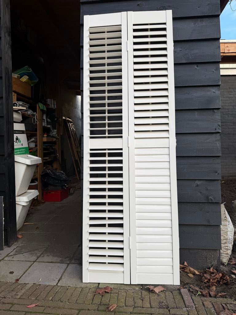Louvre shutters wit, hout, Ophalen, Strak, 100 tot 150 cm, 200 cm of meer