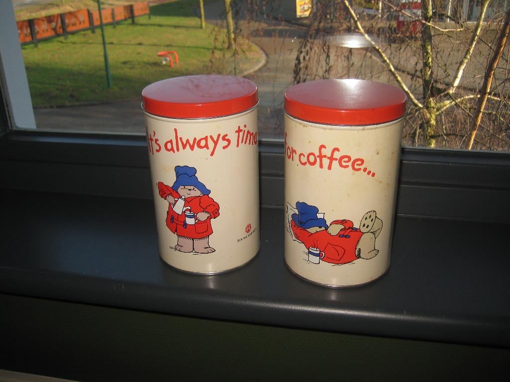 2x beschuitblik PADDINGTON van DE / Douwe Egberts, Verzamelen, Blikken, Ophalen, Gebruikt, Beschuit, Douwe Egberts