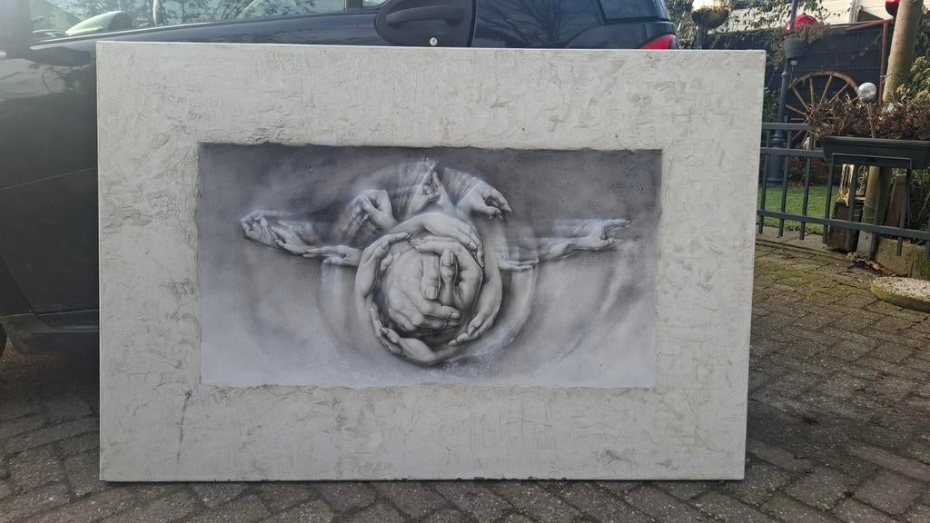 Schilderij met Handen Logo DAF, Ophalen of Verzenden