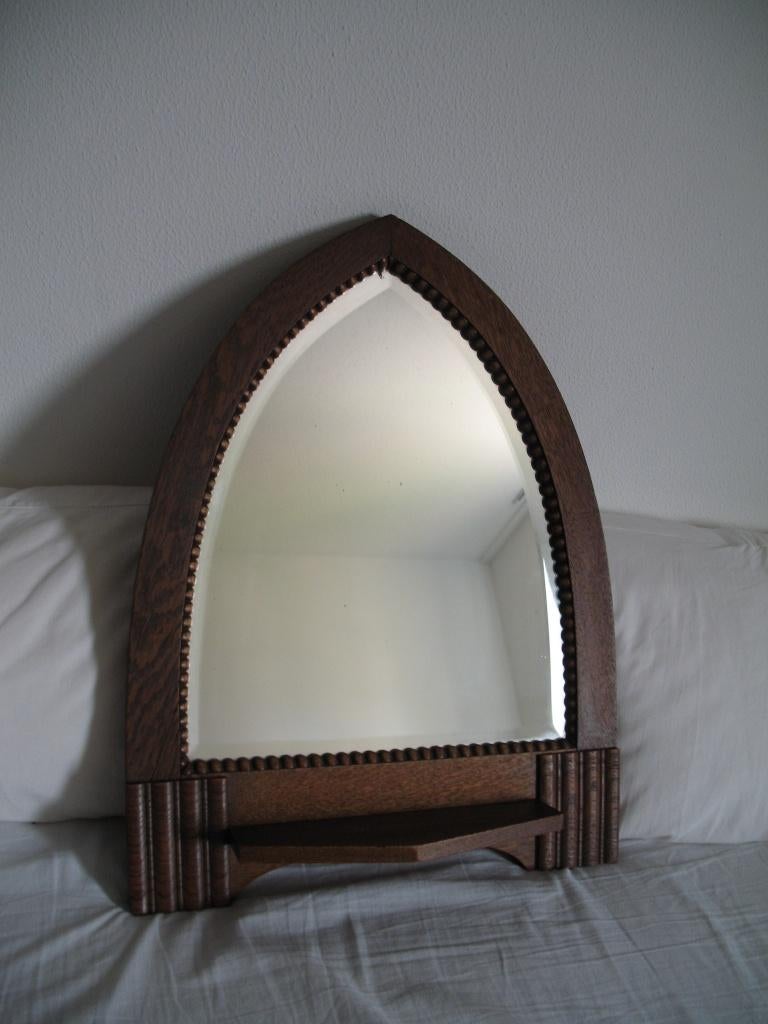 Deco Houten Wandspiegel met Planchet Vintage, Ophalen, Overige vormen, Minder dan 50 cm, Minder dan 100 cm