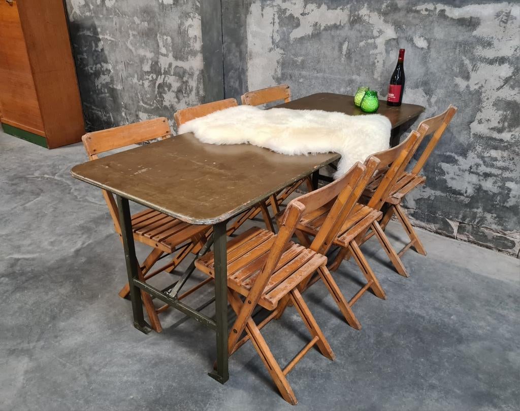 Partij vintage U.S.A. leger klaptafels / legertafels  ARMY, Retro / vintage, Gebruikt, Ophalen of Verzenden, Vijf personen of meer