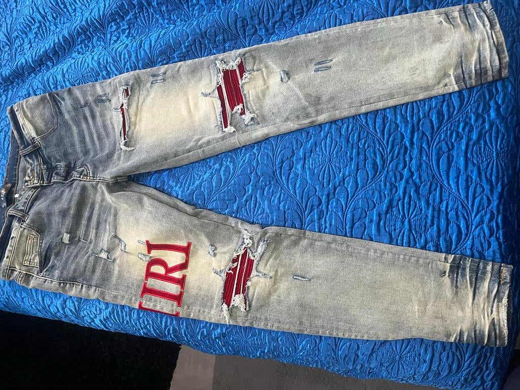 Amiri Jeans - Unieke Designer Broek, Kleding | Heren, Ophalen of Verzenden, Zo goed als nieuw, Blauw, Overige jeansmaten