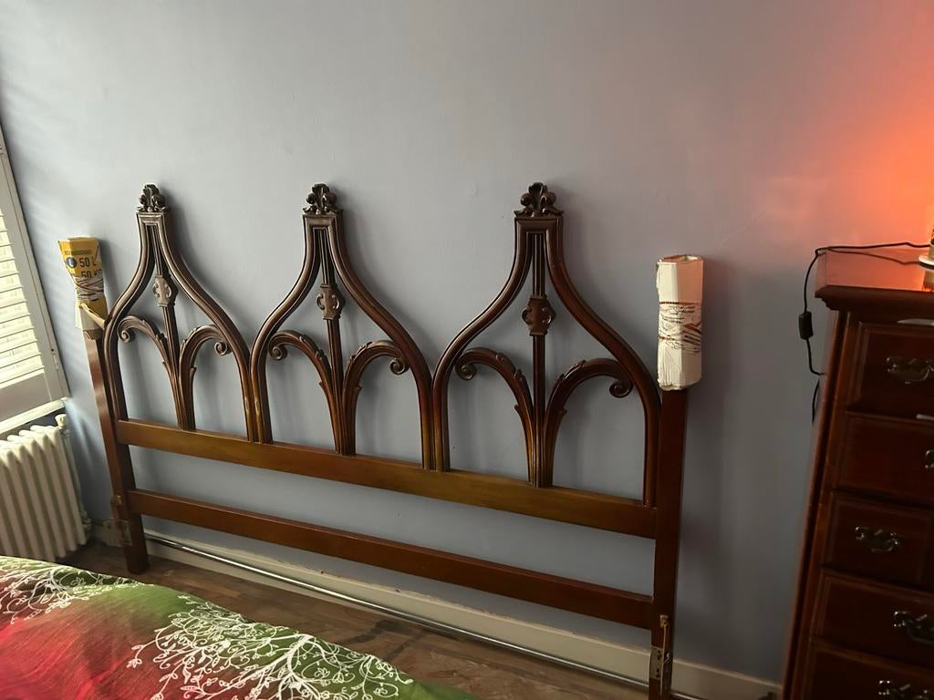 Gratis- Houten hoofdeinde - King size, Ophalen, Gebruikt, Bruin, Tweepersoons
