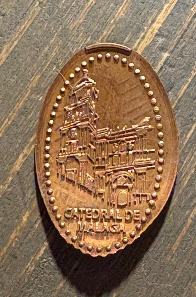 Pressed Penny Cathedrale de Malaga, Postzegels en Munten, Penningen en Medailles, Ophalen of Verzenden, Overige materialen, Buitenland