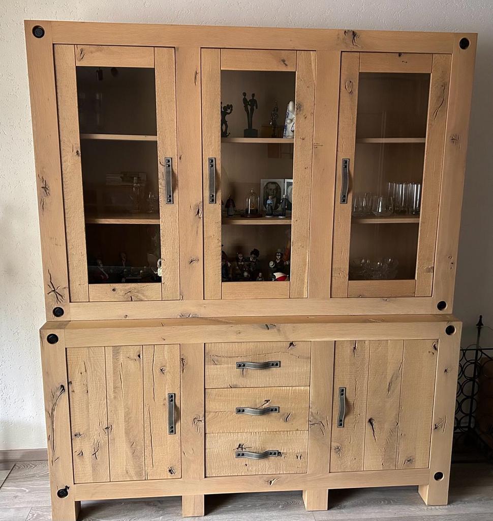 Buffetkast wit eiken, Ophalen, Glas, 200 cm of meer, 150 tot 200 cm