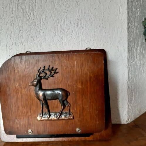 brievenhouder hout ,koperen hert antiek, Antiek en Kunst, Ophalen