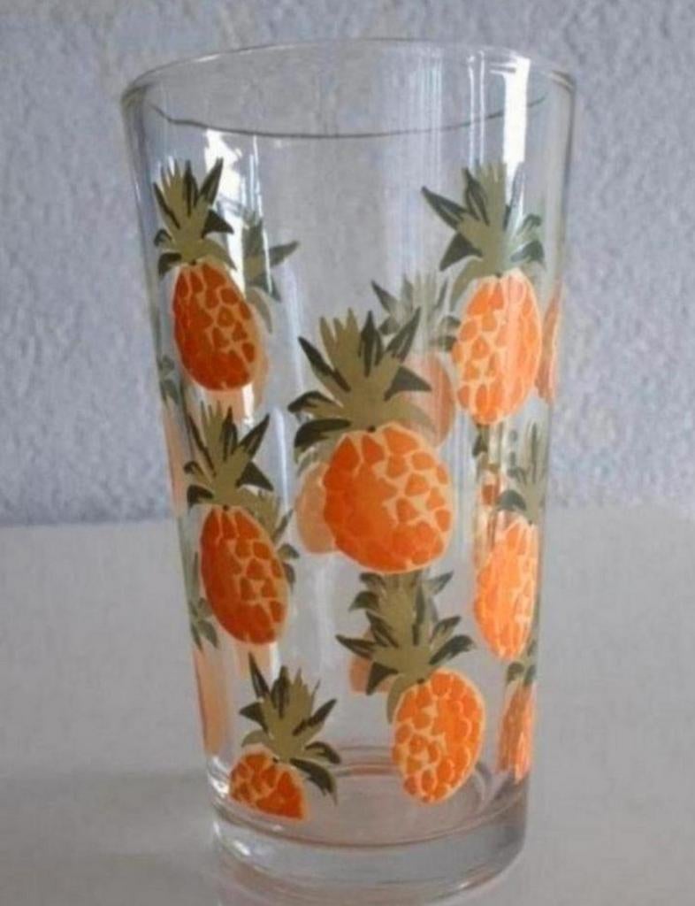 Glas met Ananas opdrukken, Verzamelen, Glas en Borrelglaasjes, Zo goed als nieuw, Ophalen of Verzenden