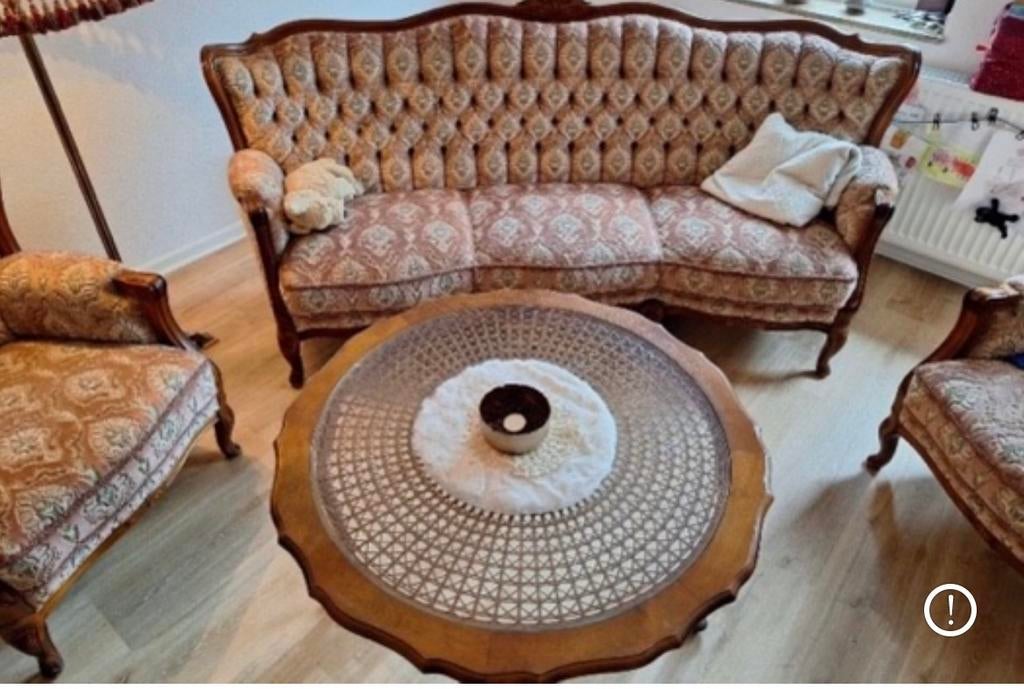 Vintage barok queen Ann bankstel roze, Ophalen of Verzenden, Zo goed als nieuw