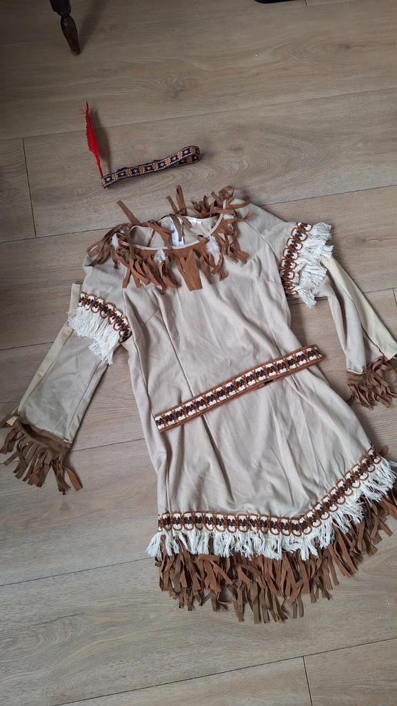 Indianen jurk carnaval met hoofdband, Ophalen, Zo goed als nieuw, Maat 36 (S), Carnaval