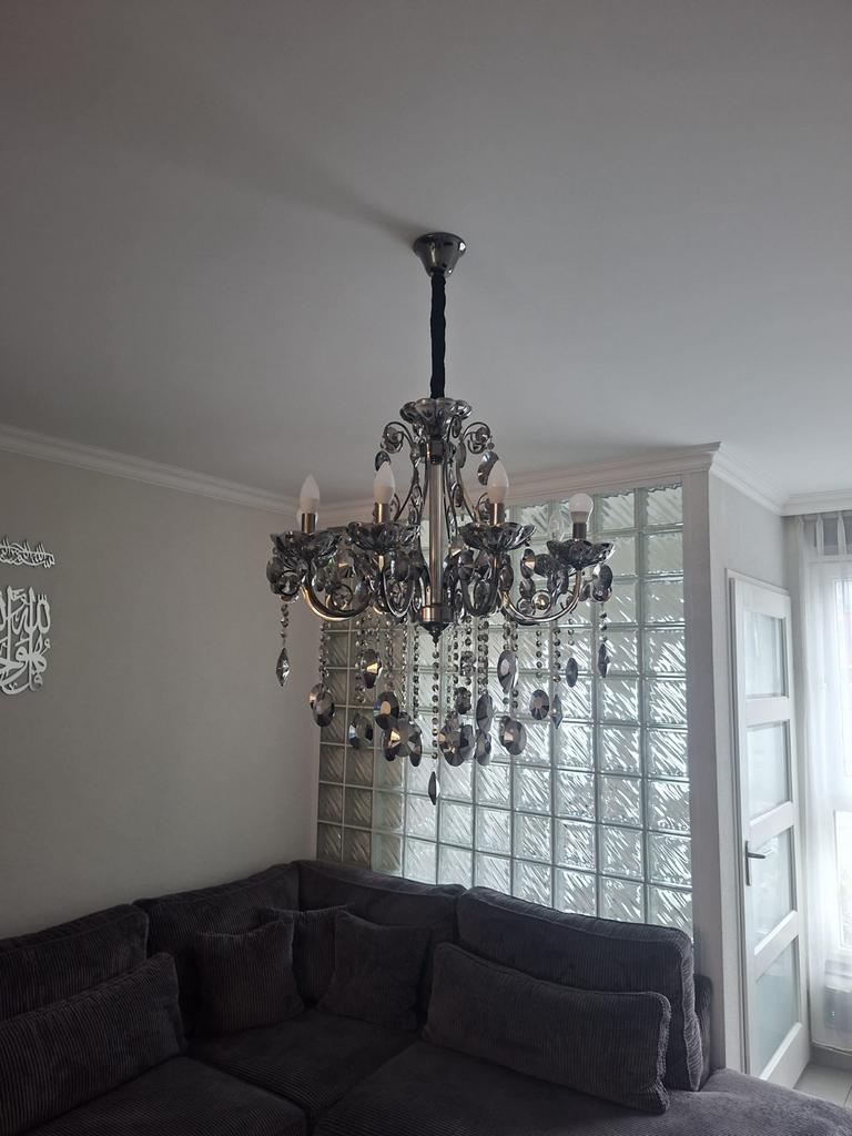 Nieuwe zilver grijze diamanten lamp - 85cm, Ophalen, Nieuw, Metaal