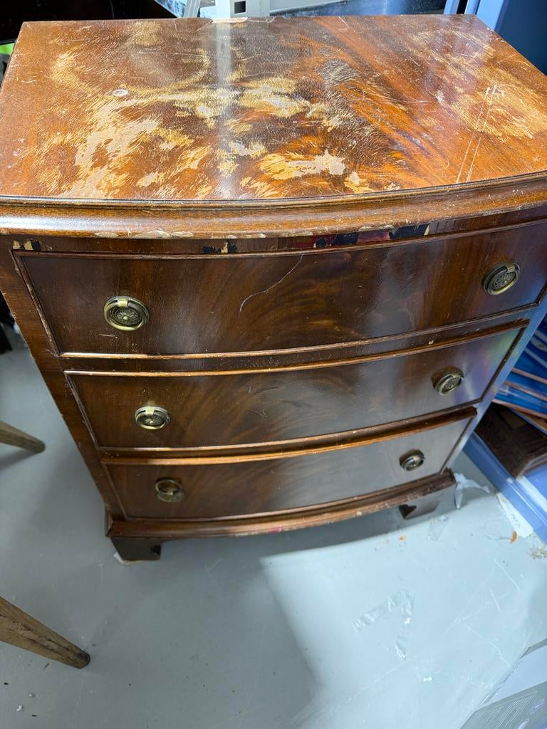 Vintage Houten Commode met Drie Lades, Ophalen of Verzenden