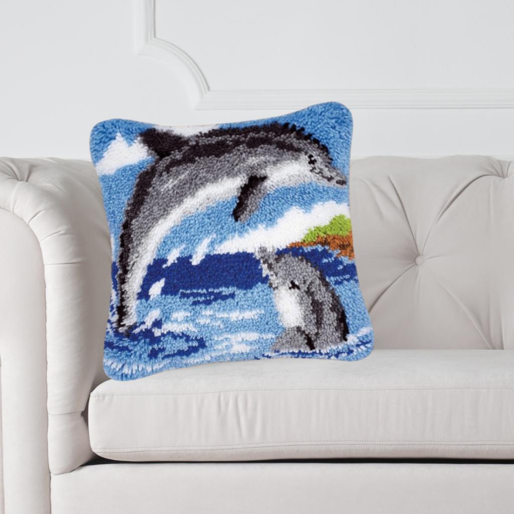 Smyrna, latch hook kussen, diy kit, dolfijnen, zelf maken, D, Nieuw, Ophalen of Verzenden, D