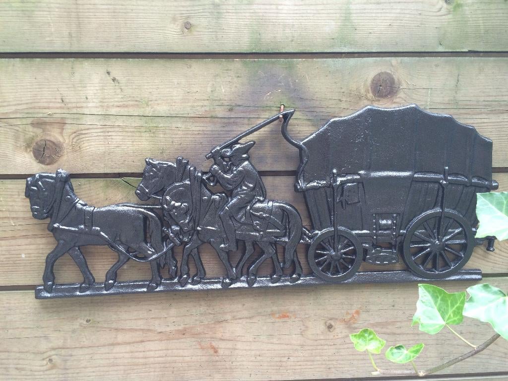 Wanddecoratie, gietijzeren haardplaat Boerenpaard, Ophalen of Verzenden