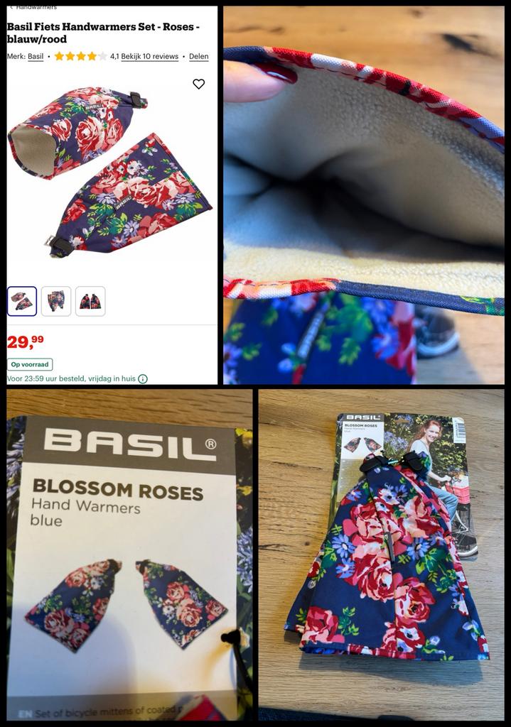 Basil fiets handwarmers “bloemen/roses” | nieuw, Kinderen, Nieuw, Overige maten, Ophalen of Verzenden