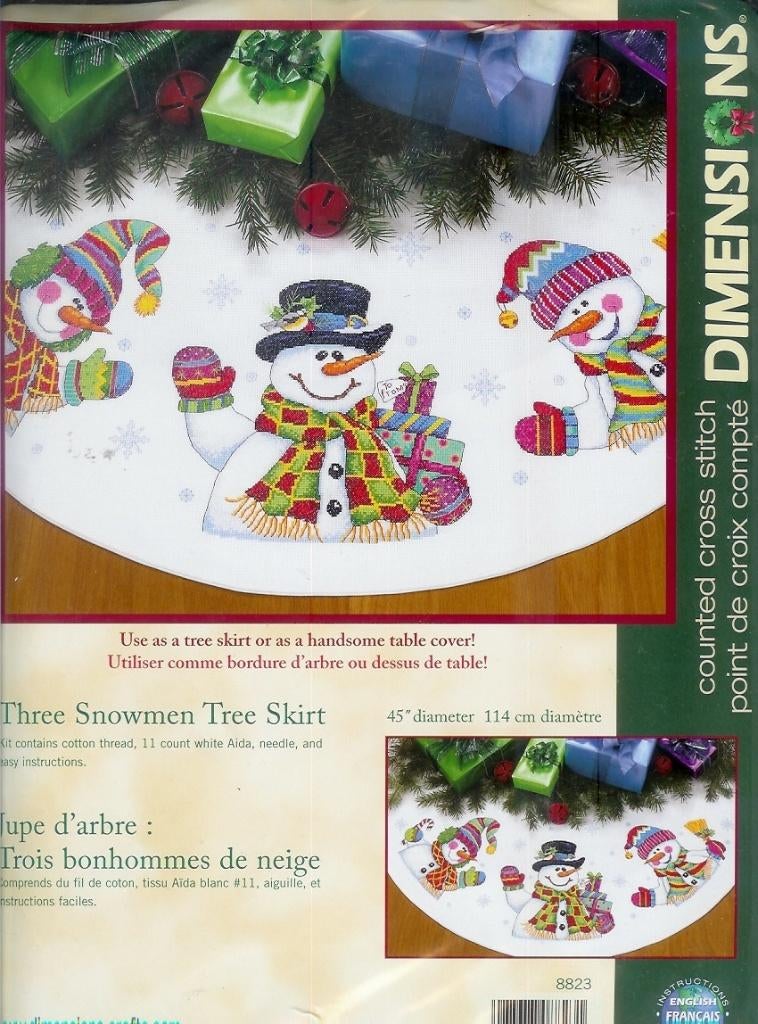 Cado KOOPJE dimensions borduurpakket 3 snowmen treeskirt, Ophalen of Verzenden, Nieuw, Handborduren, Borduurpakket