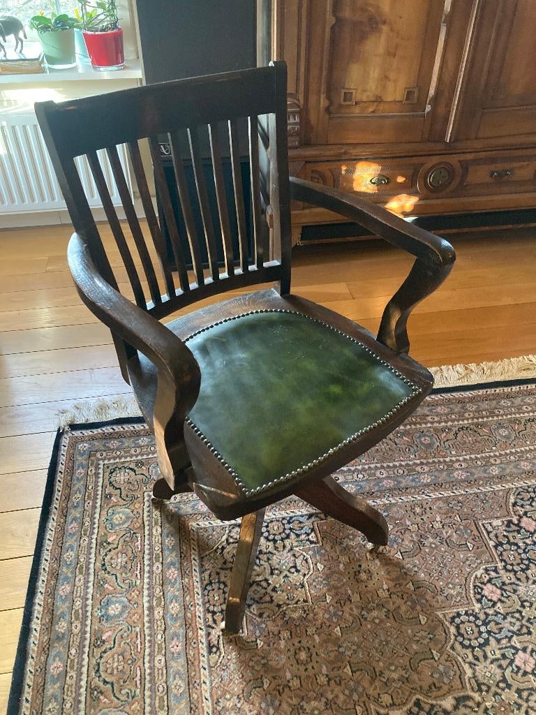 Antieke Engelse verstelbare bureaustoel, Ophalen of Verzenden