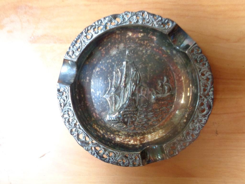 Vintage verzilverde asbak Gero, Verzamelen, Ophalen of Verzenden, Zo goed als nieuw, Asbak