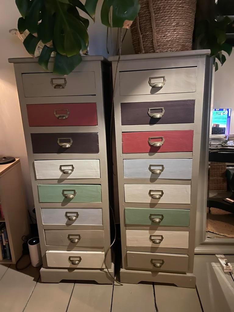 Ladekast 2st  uit engeland in kleuren van farrow & Ball, Ophalen, 150 tot 200 cm, Teakhout, Zo goed als nieuw