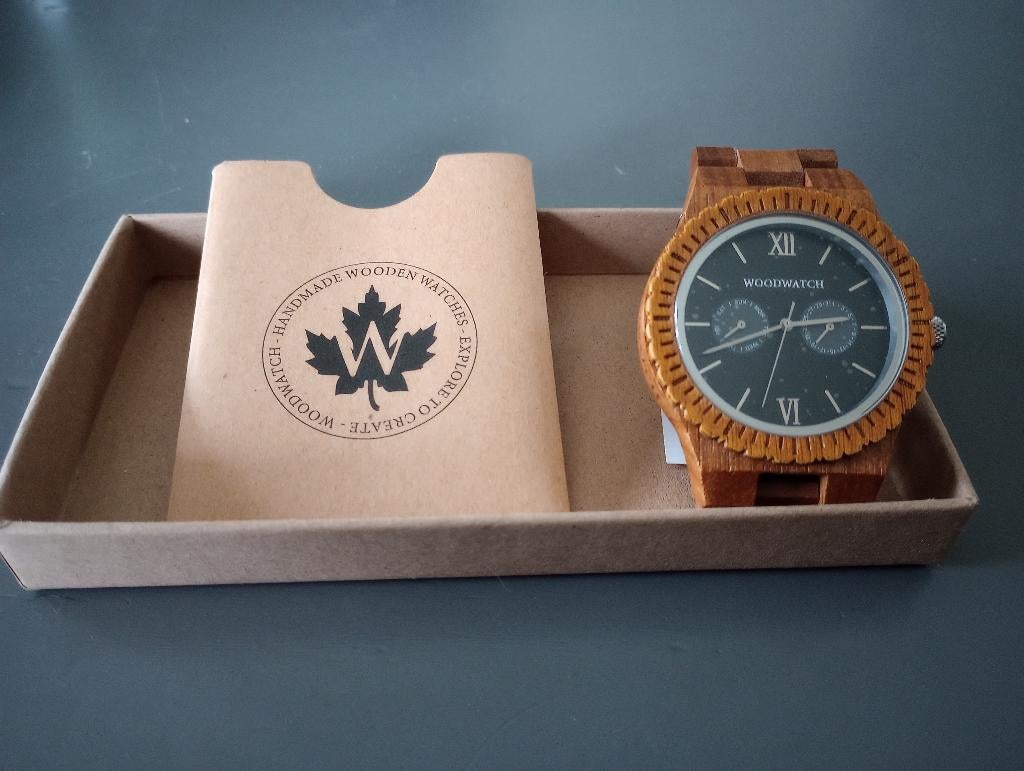 Handgemaakt houten heren horloge - Woodwatch, Overige merken, Overige materialen, Verzenden, Polshorloge