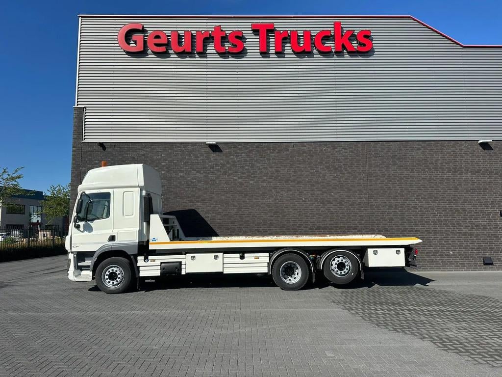 DAF CF 410 6X2 M4SN3 OPRIJWAGEN / MACHINE TRANSPORTER / PLAT, Auto's, Automaat, Euro 6, Wit, Diesel