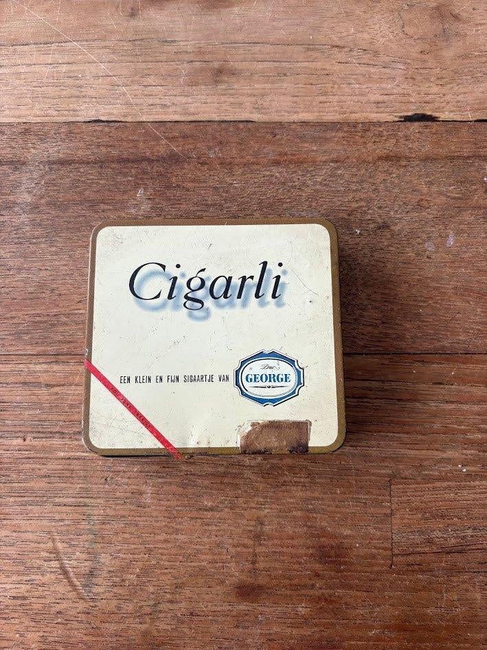 vintage metalen blikje van het sigarenmerk Duc George, Ophalen of Verzenden, Gebruikt, Tabaksdoos of Verpakking