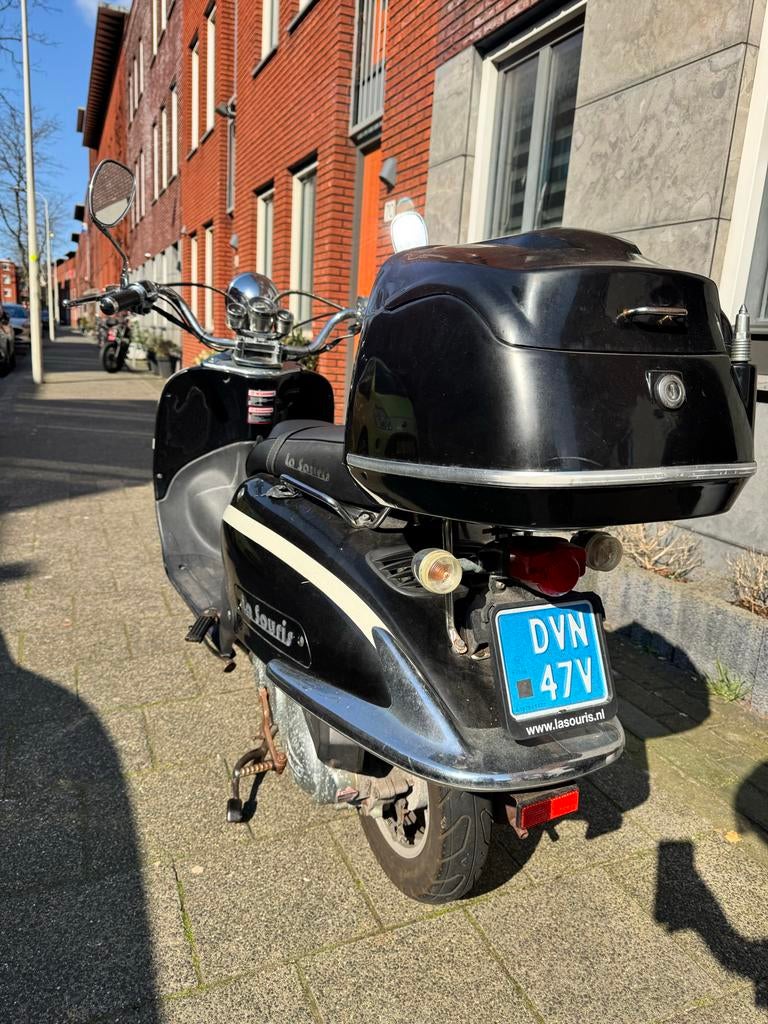 Retro Scooter La Souris - Zwart/Wit met Topkoffer, Ophalen, Gebruikt, Maximaal 25 km/u, Benzine