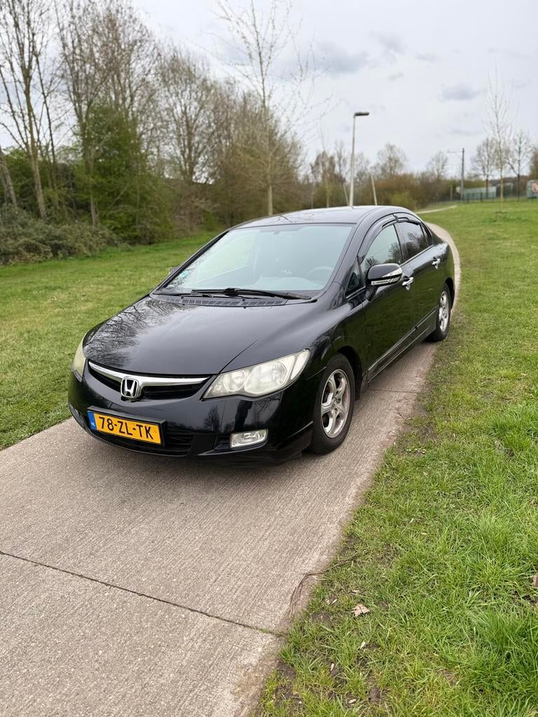 Honda Civic 1.3 Vtec Hybrid 4DR C-tr. 2008 Zwart, Auto's, Stof, Bluetooth, Zwart, Origineel Nederlands