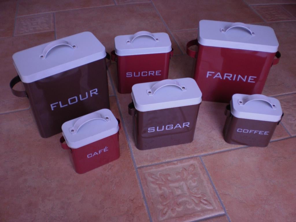 Voorraadblikken Koffie Suiker Meel 6 stuks 20-15-10cm, Ophalen of Verzenden, Nieuw