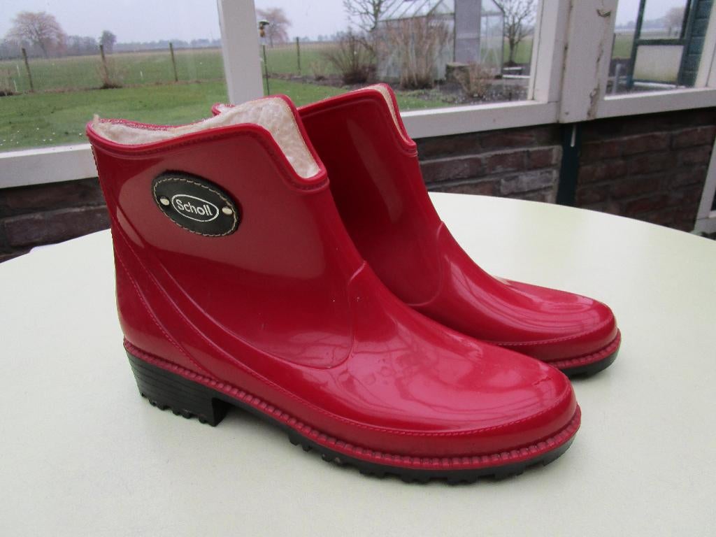 Scholl lage regenlaarzen, gevoerd, maat 38 / 39, Kleding | Dames, Schoenen, Ophalen of Verzenden, Rood, Regenlaarzen, Zo goed als nieuw
