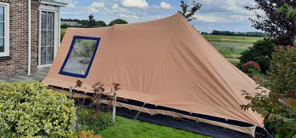 Vrijbuiter Stormvogel 4 tent TenCate 100% Katoen Beige Blauw, Ophalen, Zo goed als nieuw