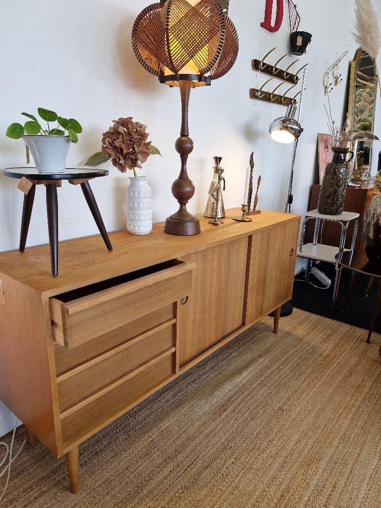Mid century sideboard 70s schuifdeuren lades, Huis en Inrichting, Kasten | Wandmeubels, Ophalen, Gebruikt, ., .