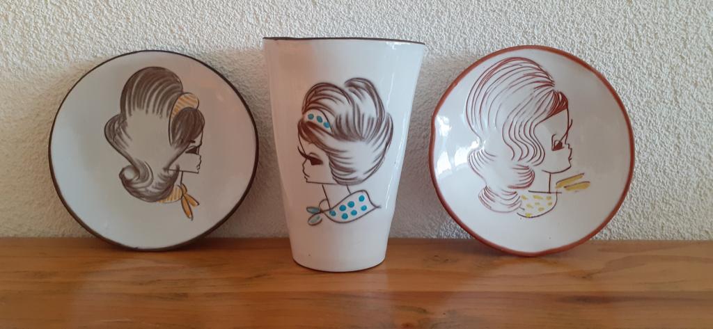 Couzijn en Pool  2 wandbordjes en 1 vaasje, Ophalen of Verzenden