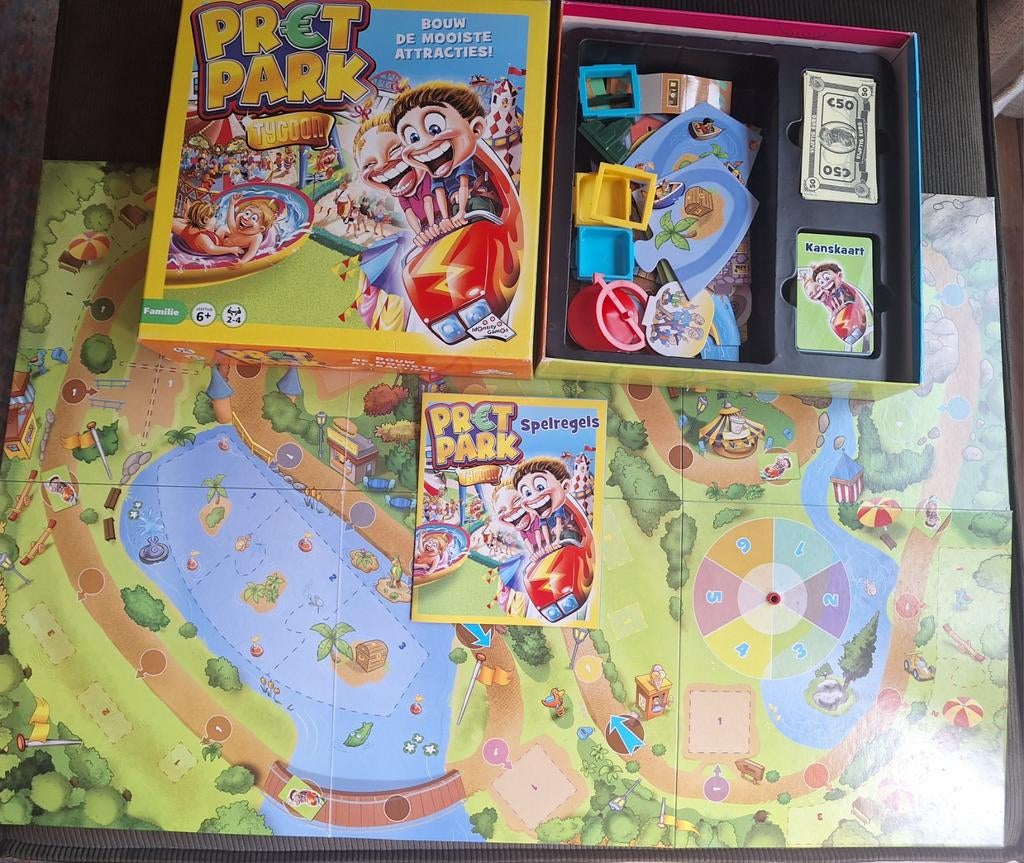 Pretpark Tycoon, bouw de mooiste attracties (6+), Hobby en Vrije tijd, Gezelschapsspellen | Bordspellen, Een of twee spelers, Ophalen of Verzenden