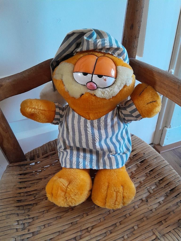 ~ Vintage Pluche Garfield, Verzamelen, Stripfiguren, Ophalen of Verzenden, Garfield, Gebruikt, Beeldje of Figuurtje