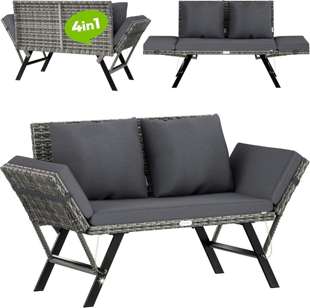 Tuinbank Casaria-nog geen jaar oud-Weatherproof Cushion!, Ophalen, Zo goed als nieuw, Kunststof