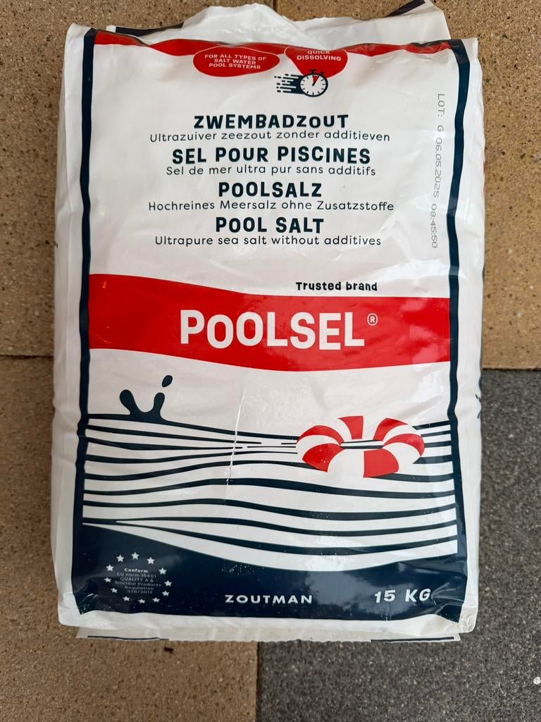 Nieuwe zak zwembadzout 25 kg, Ophalen, Zo goed als nieuw, Reinigingsmiddel