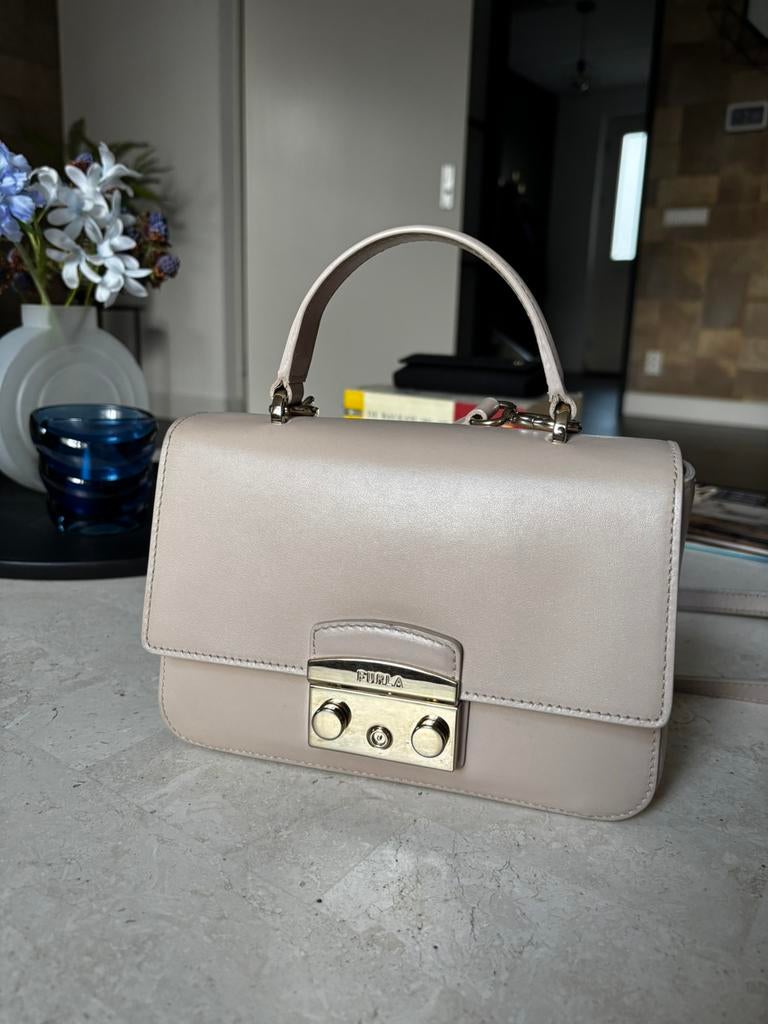 FURLA Metropolis Mini Top Handle bag, Ophalen of Verzenden, Zo goed als nieuw, Beige, Schoudertasje