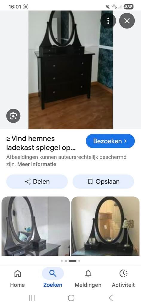 Hemnes ladekast met spiegel Ikea, Gebruikt, 5 laden of meer, Ophalen of Verzenden, Minder dan 100 cm