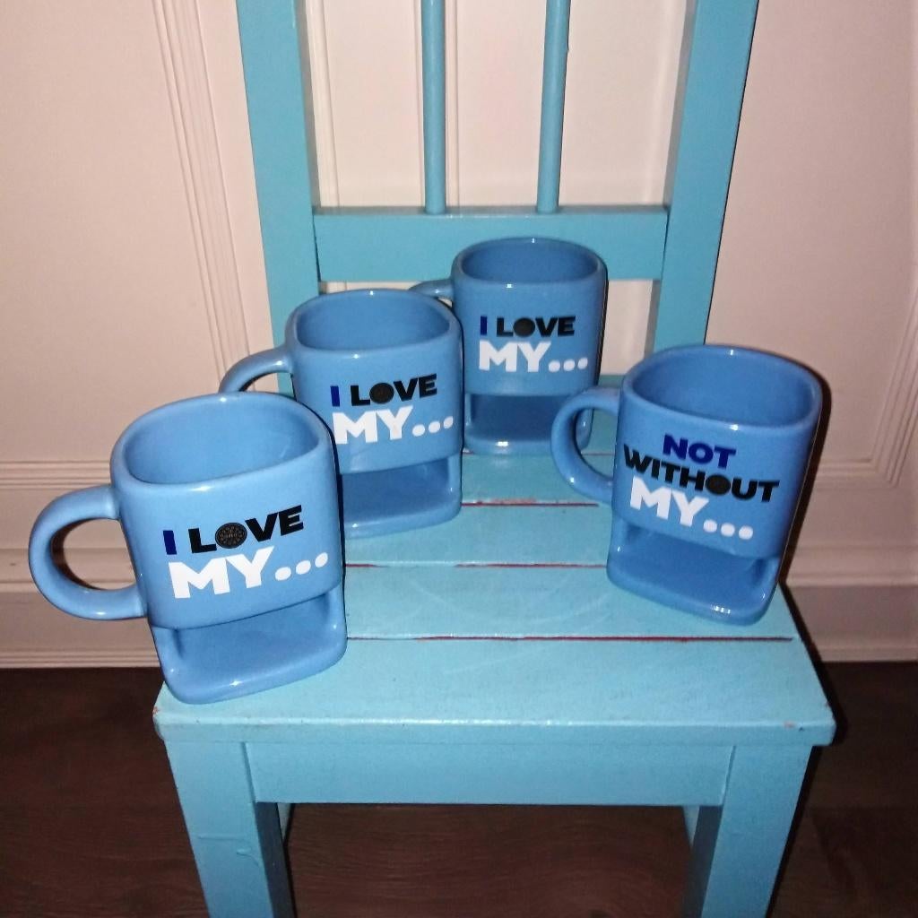 4 Oreo mokken 3x I Love My Oreo 1x Not Without My Oreo, Ophalen, Glas of Glazen, Zo goed als nieuw, Overige stijlen