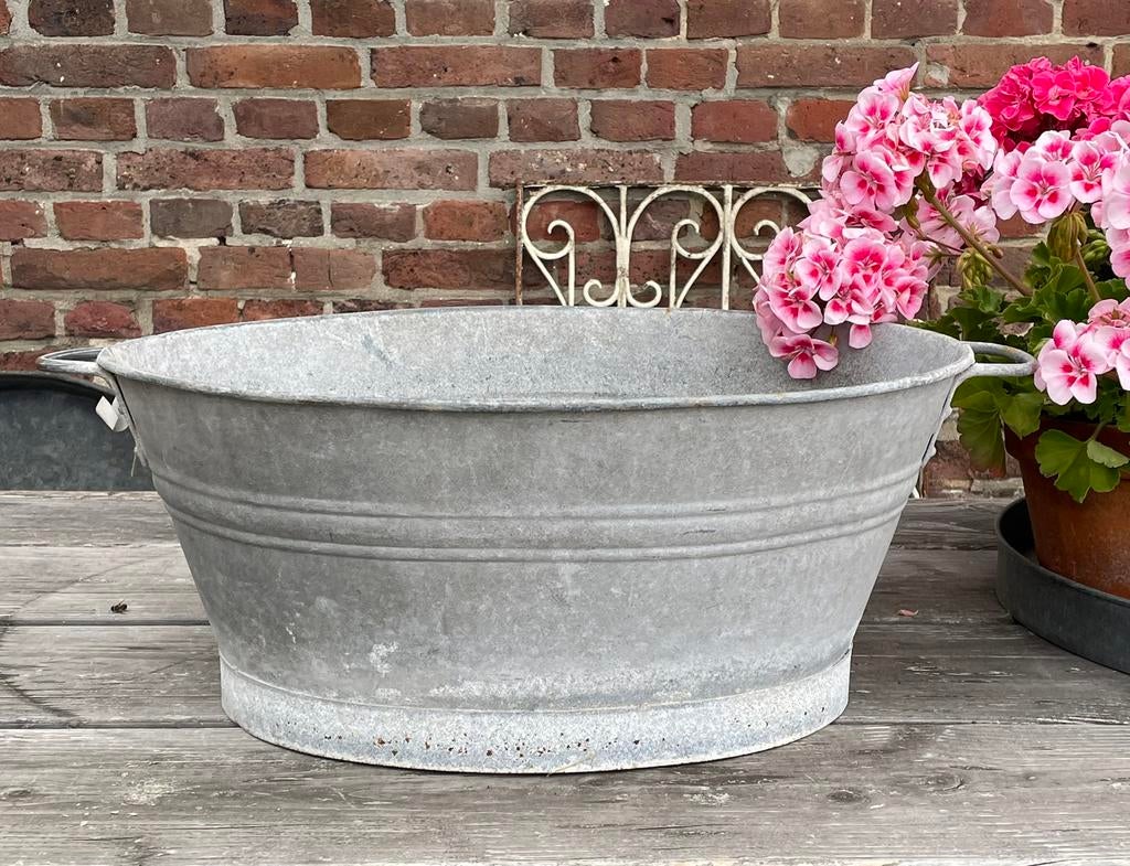 Brocante oud ovaal zinken teiltje, Antiek en Kunst, Ophalen of Verzenden