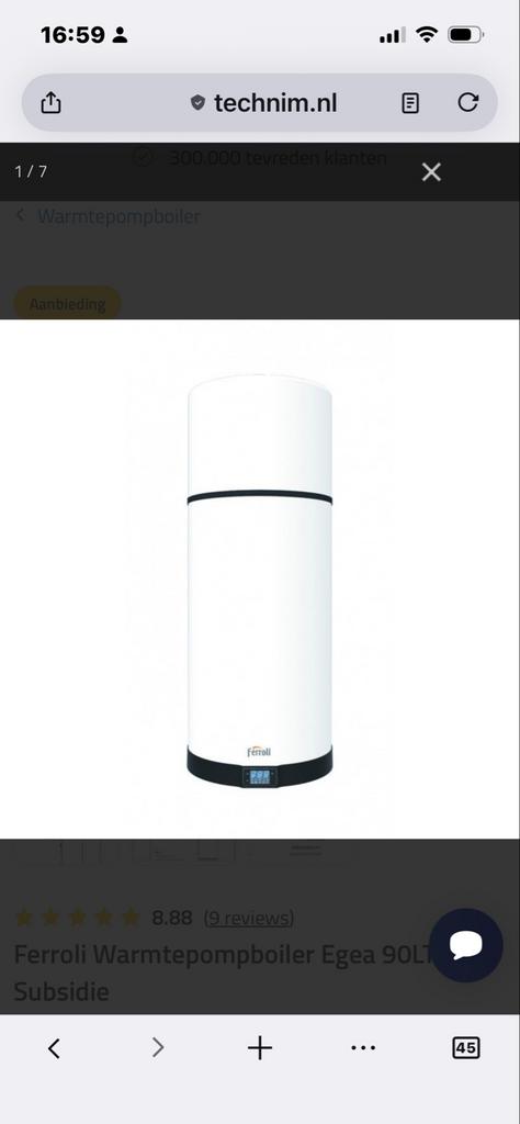 Ferroli warmtepomp boiler Egea 90ltr, Ophalen, 20 tot 100 liter, Nieuw, Boiler