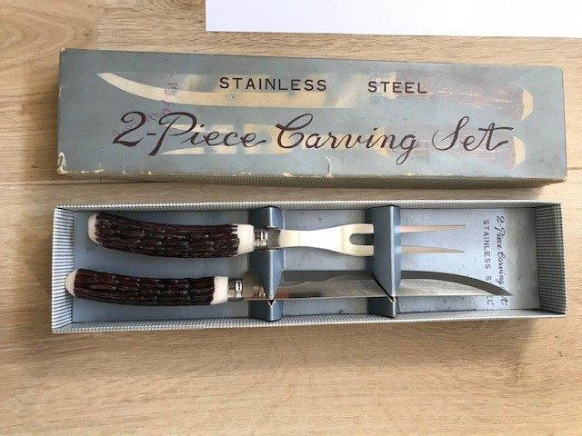 2-Piece Carving Set, Ophalen of Verzenden, Zo goed als nieuw, Rvs of Chroom, Bestekset