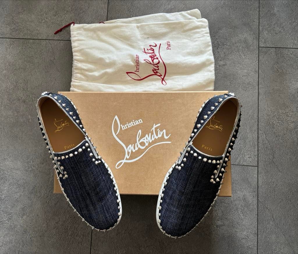 Christian Louboutin Pik Boat Flat - Maat 42,5, Ophalen of Verzenden, Zo goed als nieuw, Blauw, Loafers