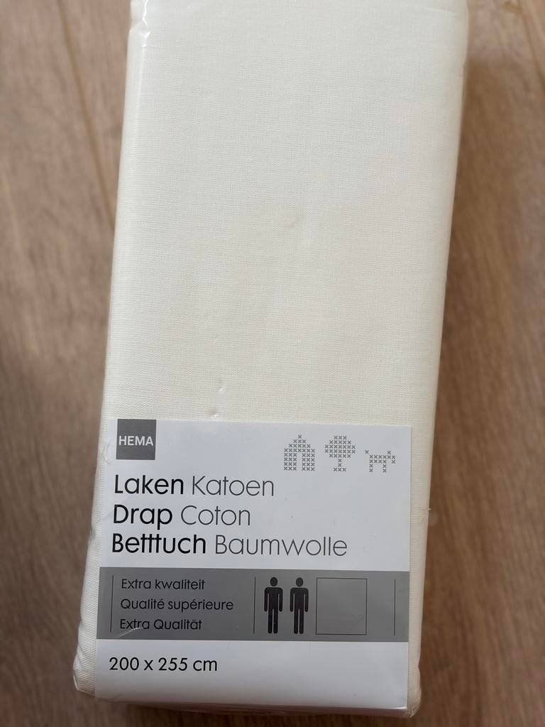HEMA bieuw laken katoen 200 x 255 cm, Ophalen of Verzenden, Wit, Hoeslaken of Sloop, Nieuw