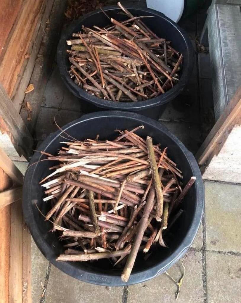 Snoeiafval, hout, vuurkorf, 2 grote kuipen vol, Ophalen