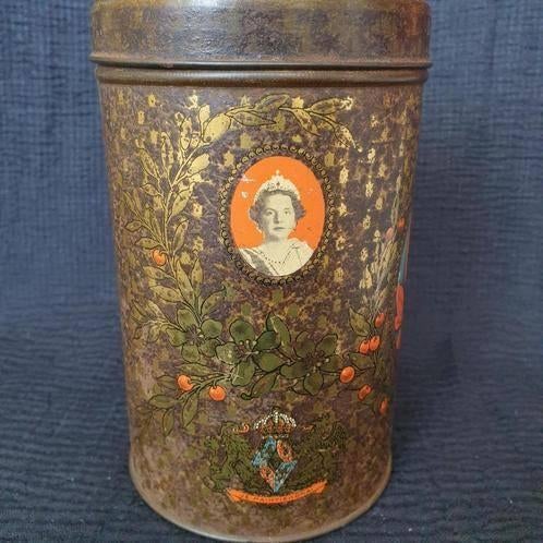 Vintage Herdenkingsblik Blik Geboorte Beatrix 1938, Verzamelen, Ophalen of Verzenden, Gebruikt, Nederland, Servies