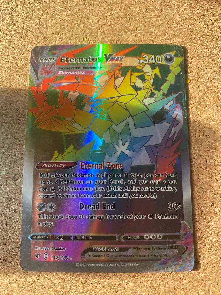 Eternatus VMAX Pokémon kaart, Ophalen of Verzenden, Nieuw, Losse kaart, Foil