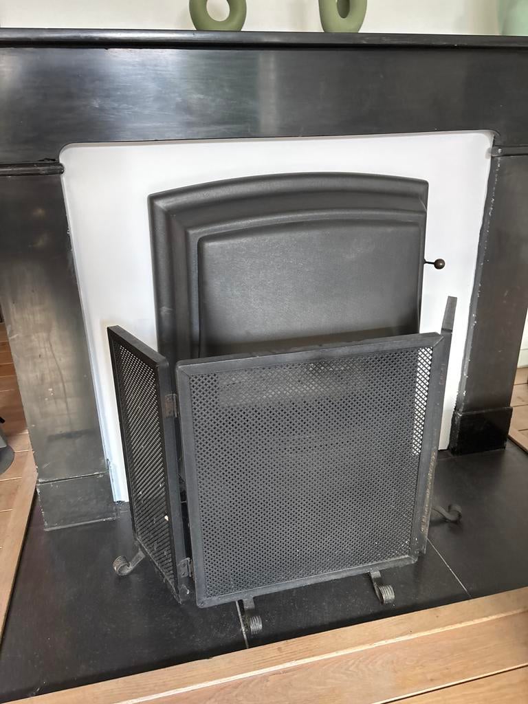 Open haard scherm gietijzer, Ophalen, Gebruikt, Vrijstaande haard, Houthaard