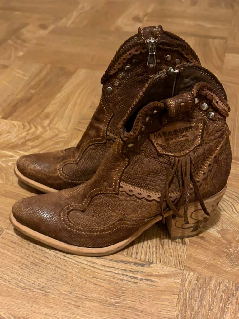 El vaquero enkel cowboylaarsjes bruin leer 37, Ophalen of Verzenden, Zo goed als nieuw, Bruin