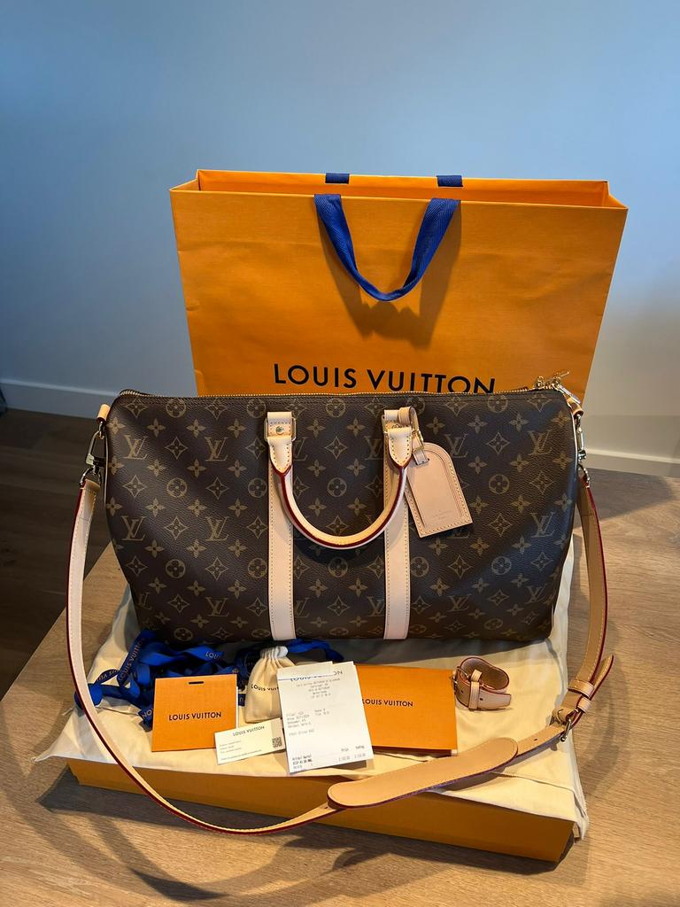 Louis Vuitton tas M41418 Keepall Bandouliére 45, Ophalen of Verzenden, Nieuw, Bruin